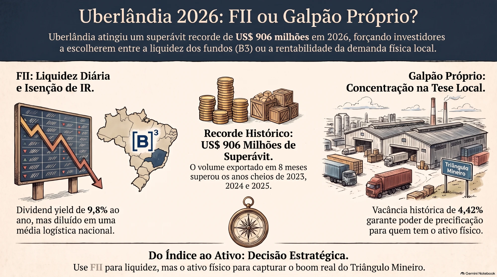 FII Logístico ou Galpão Próprio? O Recorde de Uberlândia Testa a Conta do Investidor